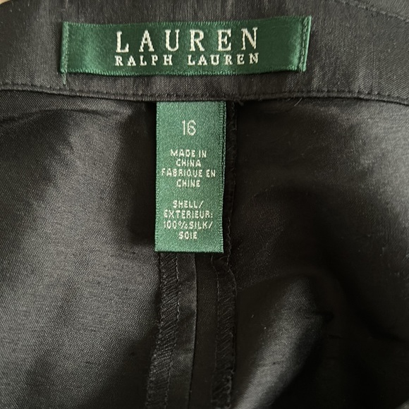 Ralph Lauren Black Raw Silk Pants sz 16 - Picture 4 of 4